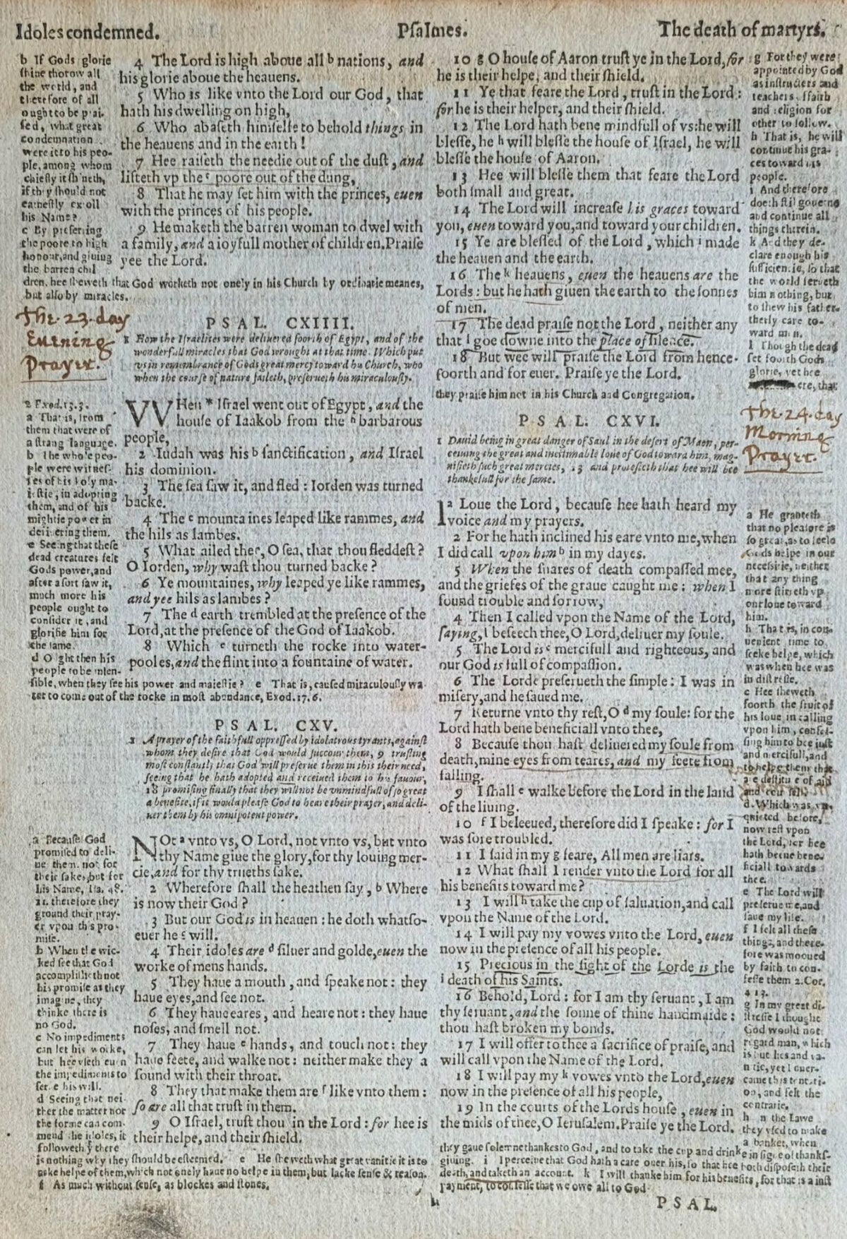 1560 Geneva Bible Leaf – Psalms (front)