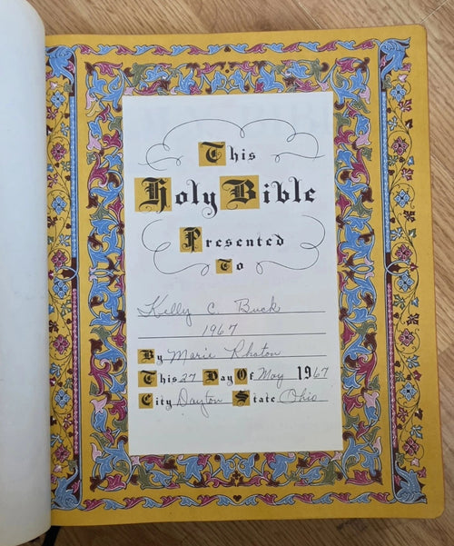 1955 Masonic Bible presentation page dated 1967