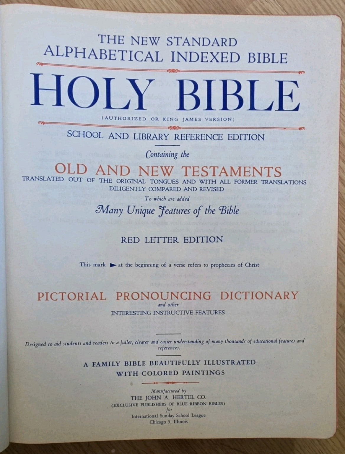 1955 John A. Hertel Masonic Bible title page