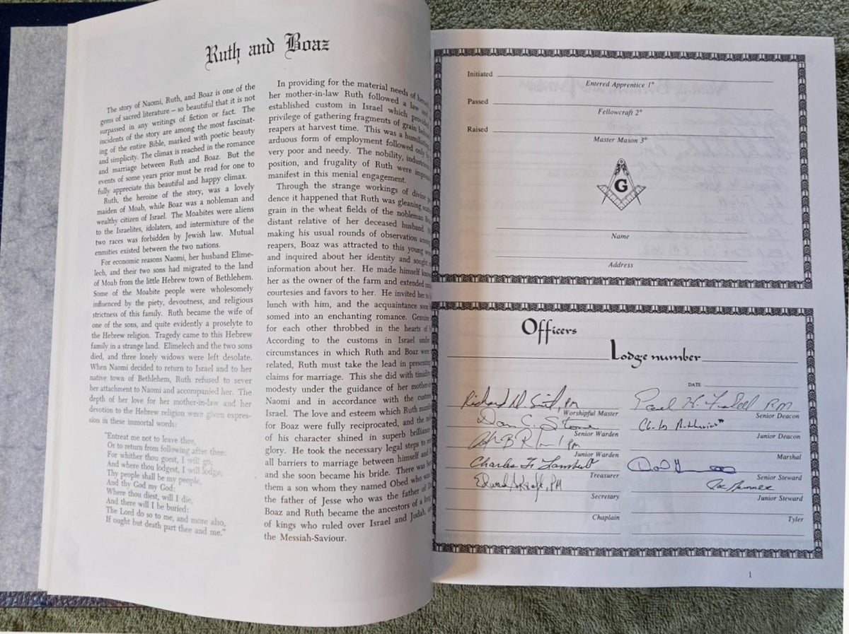 Masonic lodge record and officer pages