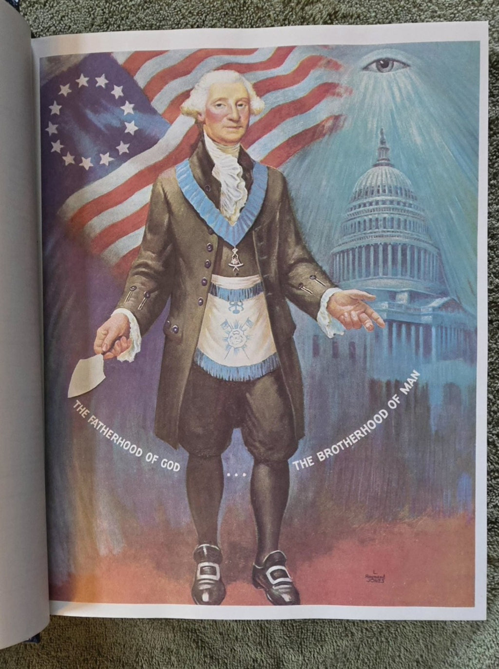 George Washington in Masonic regalia color illustration