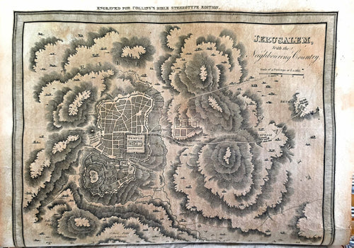 Engraved map of Jerusalem with the Neighbouring Country from Collins Bible Stereotype Edition