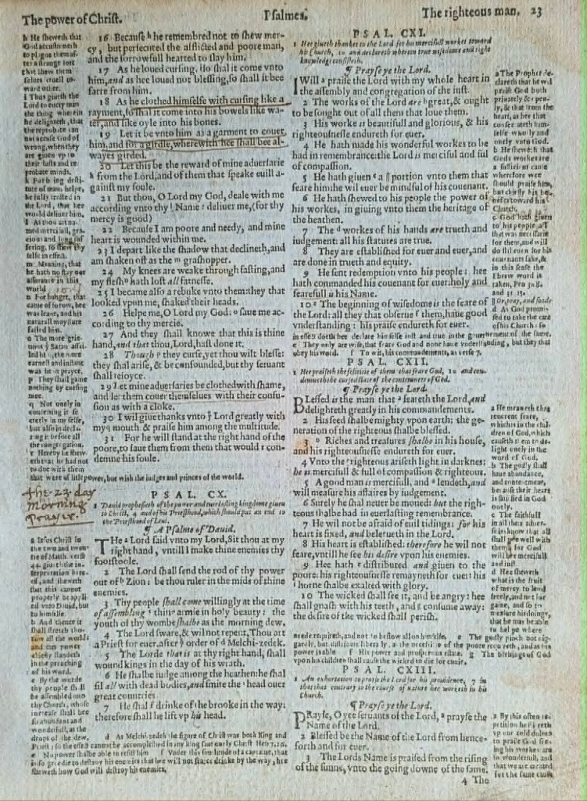 1560 Geneva Bible Leaf – Psalms (back)
