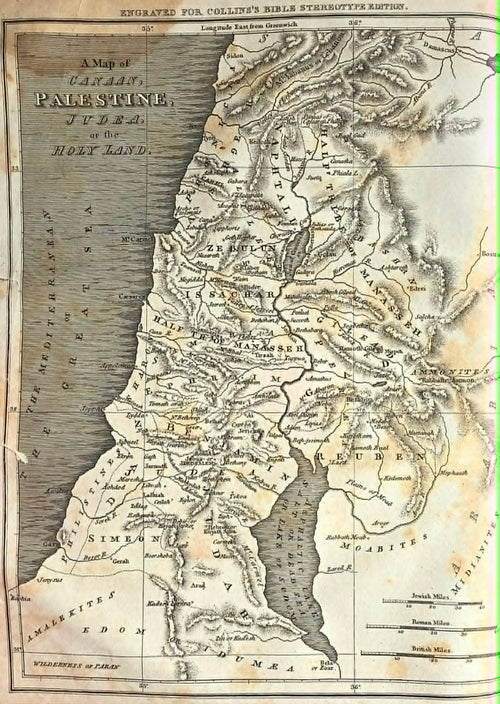 A Map of Canaan, Palestine, Judea, or the Holy Land – Collins Bible Stereotype Edition