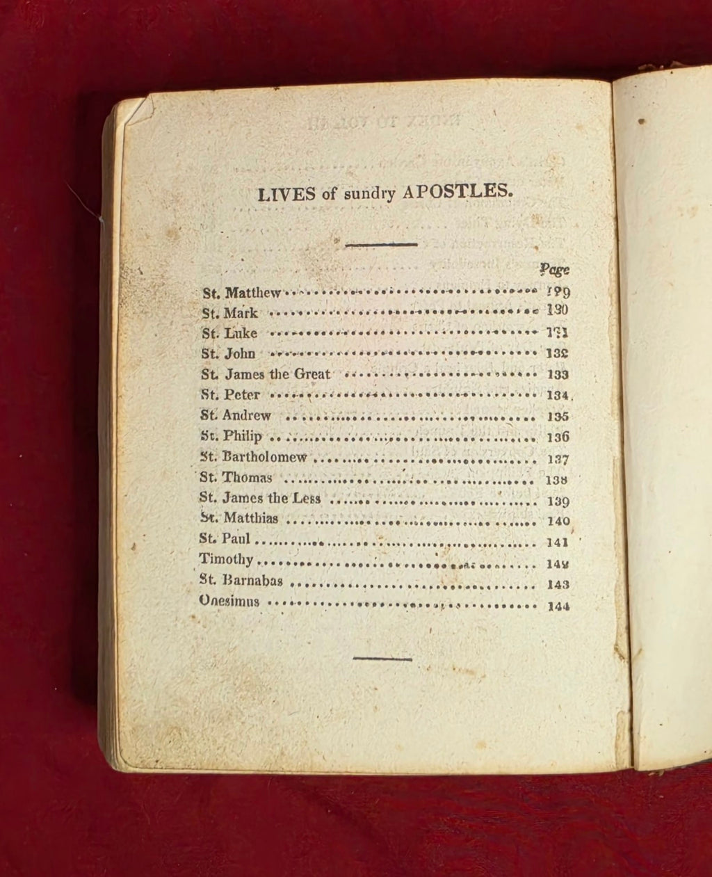 Scripture History Lives of sundry Apostles index page